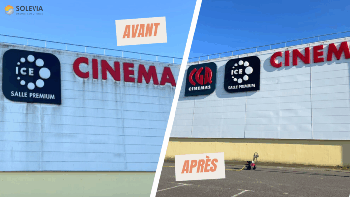 Nettoyage par drone du cinéma Mega CGR à Lanester